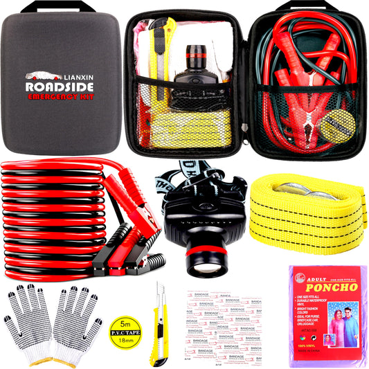 Car Emergency Kit with Battery Jumper Cables Headlamp Car - Image 1