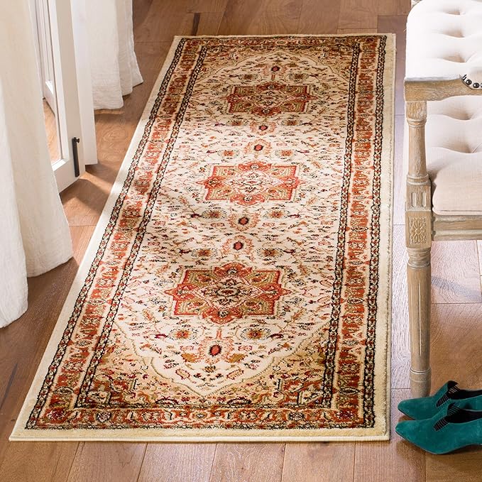 SAFAVIEH Lyndhurst Collection Runner Rug - 2'3" x 14', Ivory & Rust, Traditional Oriental Design, Non-Shedding & Easy Care, Ideal for High Traffic Areas in Living Room, Bedroom (LNH330R)