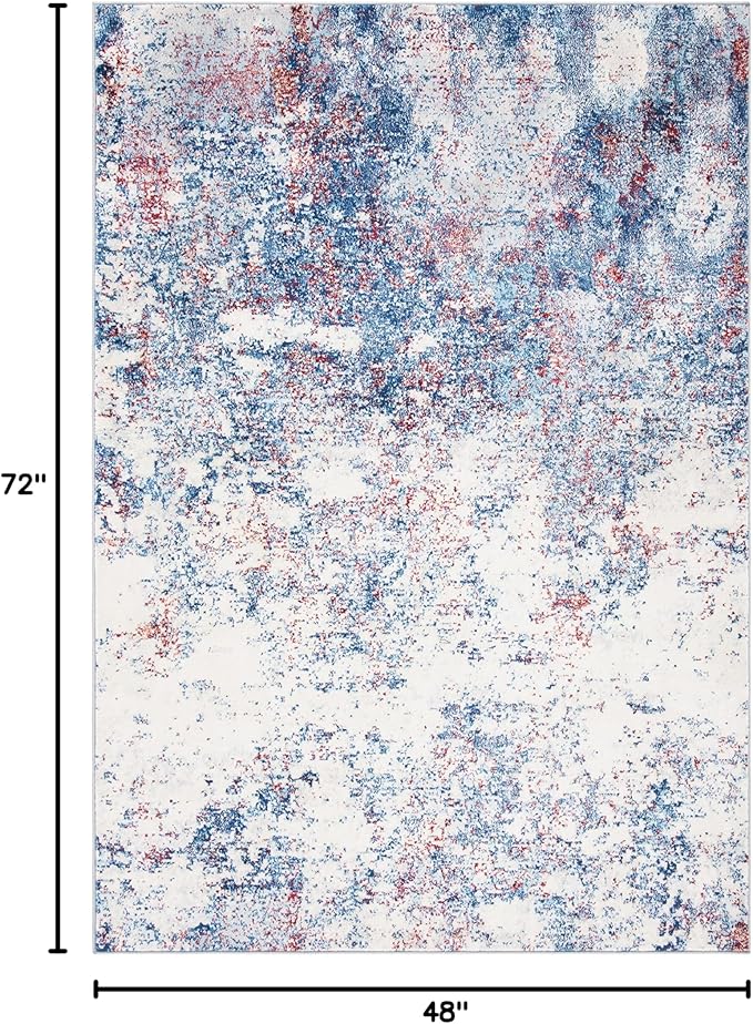 SAFAVIEH Brentwood Collection 4' x 6' Navy / Red BNT822N Modern Abstract Non-Shedding Living Room Bedroom Accent Rug