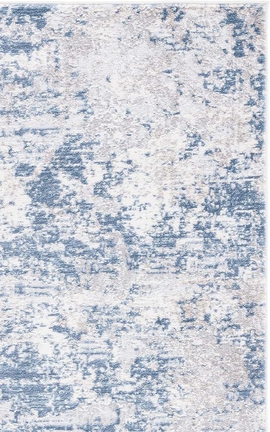 SAFAVIEH Amelia Collection Runner Rug - 2'2" x 14', Dark Blue & Grey, Non-Shedding & Easy to Clean, Ideal for Bedroom, Hallway, Foyer, Kitchen, Entryway (ALA705M)