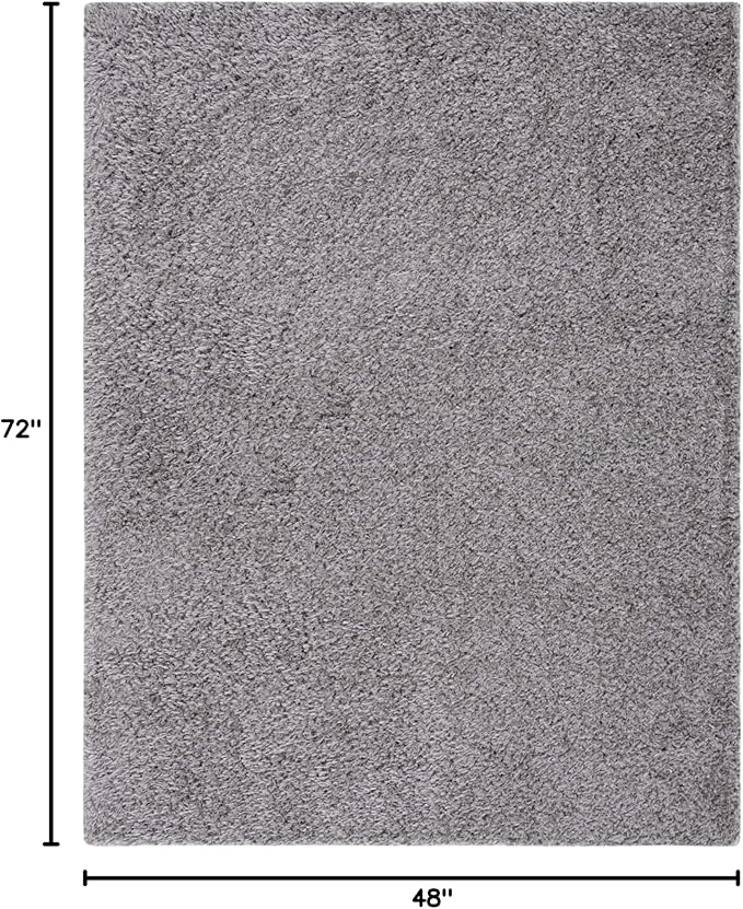 SAFAVIEH Lindsay Shag Collection Area Rug - 4' x 6', Dark Grey, Contemporary Design, Ideal for High Traffic Areas in Living Room, Bedroom & Dining Room (LNS560G-4)