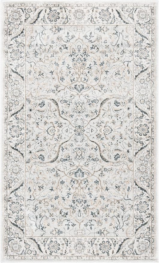 SAFAVIEH Isabella Collection Accent Rug - 3' x 5', Light Grey & Cream, Oriental Design, Non-Shedding & Easy Care, Ideal for High Traffic Areas in Entryway, Living Room, Bedroom (ISA912F)