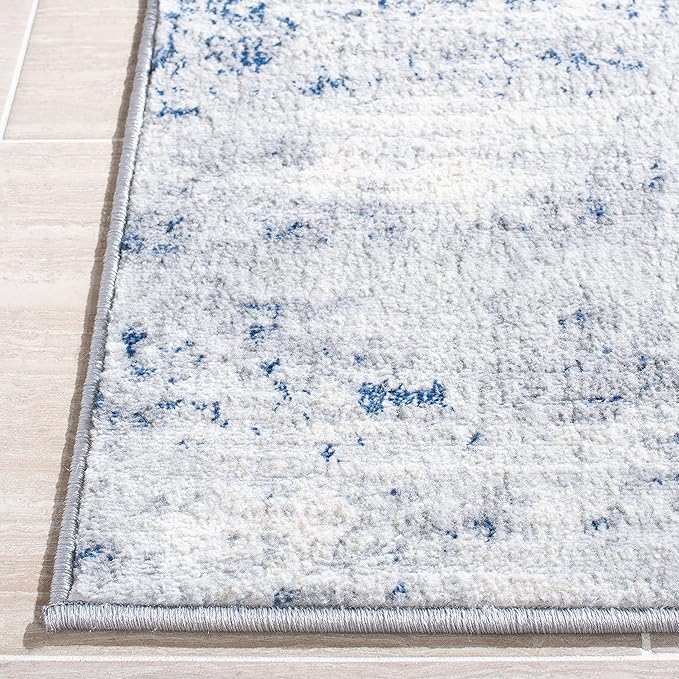 SAFAVIEH Jasper Collection Runner Rug - 2' x 6', Blue & Ivory, Modern Abstract Design, Non-Shedding & Easy Care, Ideal for High Traffic Areas in Living Room, Bedroom (JSP101M)