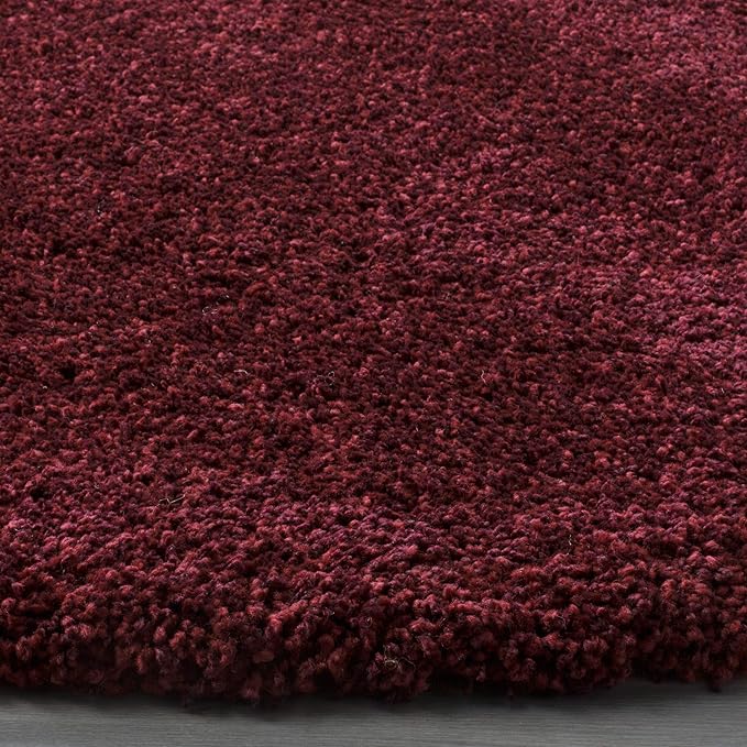 SAFAVIEH Santa Monica Shag Collection Accent Rug - 3' Round, Maroon, Non-Shedding & Easy Care, 2-inch Thick, Ideal for The Living Room, Dining Room, Bedroom (SGN725-4242-3R)