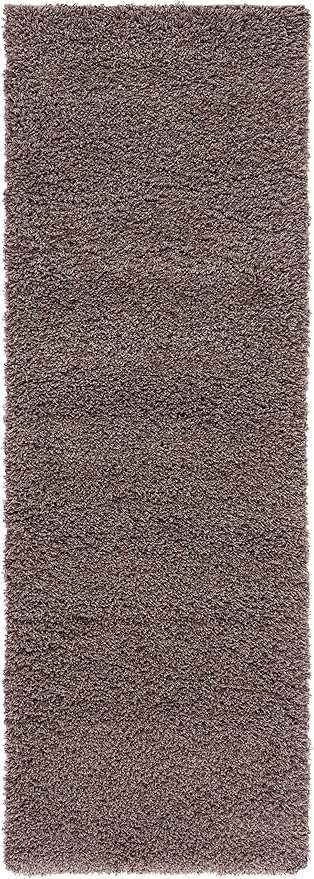 SAFAVIEH Santa Monica Shag Collection 2'3" x 7' Taupe SGN725 Solid Non-Shedding Living Room Bedroom Dining Room Entryway Plush 2-inch Thick Runner Rug