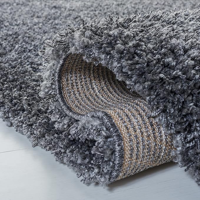 SAFAVIEH Santa Monica Shag Collection 4' x 6' Dark Grey SGN725 Solid Non-Shedding Living Room Bedroom Dining Room Entryway Plush 2-inch Thick Area Rug
