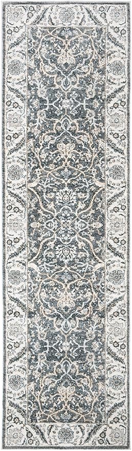 SAFAVIEH Isabella Collection Runner Rug - 2'2" x 9', Grey & Dark Grey, Oriental Design, Non-Shedding & Easy Care, Ideal for High Traffic Areas in Living Room, Bedroom (ISA912H)
