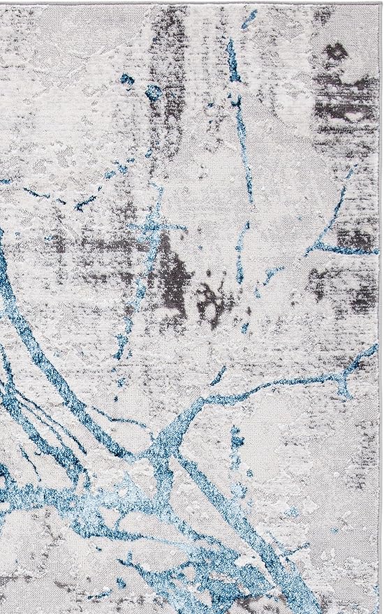 SAFAVIEH Amelia Collection Area Rug - 9' x 12', Grey & Blue, Modern Abstract Design, Non-Shedding & Easy Care, Ideal for High Traffic Areas in Living Room, Bedroom (ALA293F)