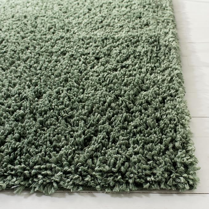 SAFAVIEH August Shag Collection Accent Rug - 2' x 5', Green, Solid Design, Non-Shedding & Easy Care, 1.5-inch Thick Ideal for High Traffic Areas in Entryway, Living Room, Bedroom (AUG200Y)