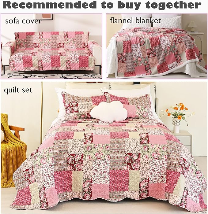 Skidproof Sofa Cover-Patchwork Sofa Slipcover with Elastic Straps-Easy Fit Slip Cover-Washable Furniture Protector for Pets and Kids(Recliner,Hot Pink)