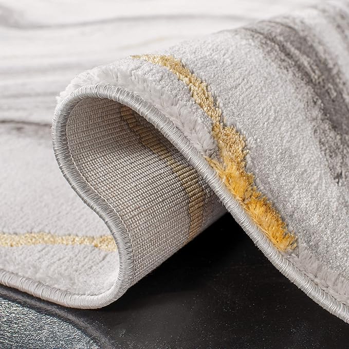 SAFAVIEH Craft Collection Runner Rug - 2'3" x 6', Grey & Gold, Modern Abstract Design, Non-Shedding & Easy Care, Ideal for High Traffic Areas in Living Room, Bedroom (CFT819F)