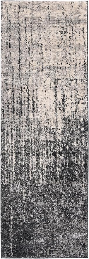 SAFAVIEH Retro Collection Runner Rug - 2'3" x 11', Black & Light Grey, Modern Abstract Design, Non-Shedding & Easy Care, Ideal for High Traffic Areas in Living Room, Bedroom (RET2770-9079)
