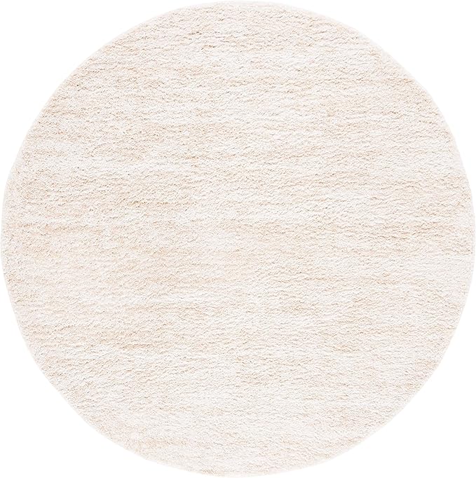 SAFAVIEH Berber Shag Collection Area Rug - 7' Round, Ivory & Beige, 1.2-inch Thick Ideal for High Traffic Areas in Living Room, Bedroom (BER563A)