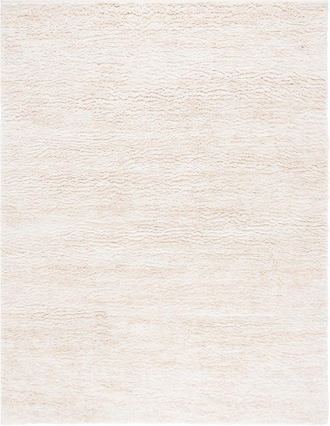 SAFAVIEH 11x15 Area Rug - Berber Shag Collection - Large - Ivory & Beige, Plush Thick Pile, Ideal for Living Room, Bedroom, Dining Space (BER563G)