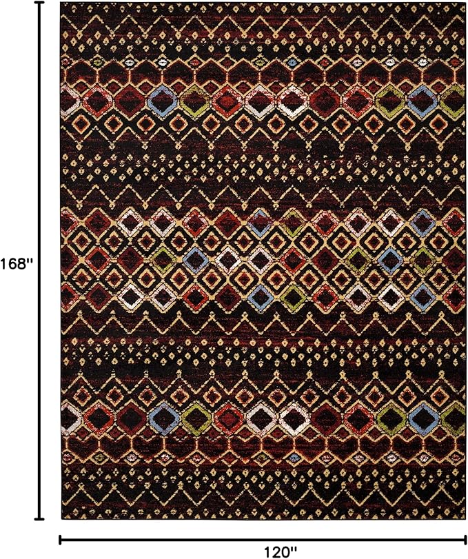 SAFAVIEH Amsterdam Collection Area Rug - 10' x 14', Black & Multi, Moroccan Boho Design, Non-Shedding & Easy Care, Ideal for High Traffic Areas in Living Room, Bedroom (AMS108P)