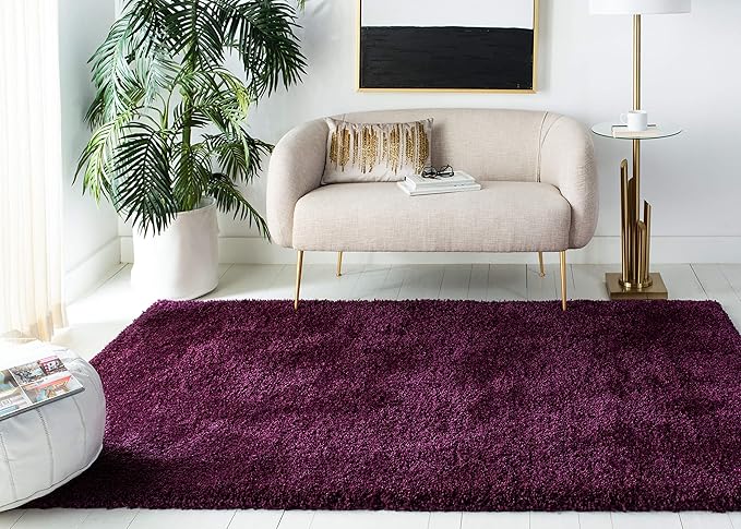 SAFAVIEH Santa Monica Shag Collection 8' x 10' Purple SGN725 Solid Non-Shedding Living Room Bedroom Dining Room Entryway Plush 2-inch Thick Area Rug