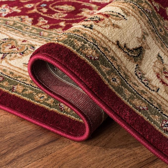 SAFAVIEH Lyndhurst Collection Accent Rug - 3'3" x 5'3", Red & Ivory, Traditional Oriental Design, Non-Shedding & Easy Care, Ideal for High Traffic Areas in Entryway, Living Room, Bedroom (LNH312A)