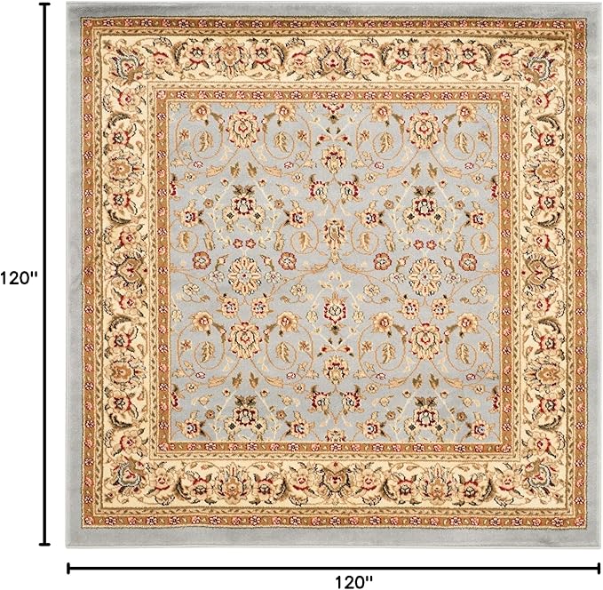 SAFAVIEH Lyndhurst Collection Area Rug - 10' Square, Light Blue & Ivory, Traditional Oriental Design, Non-Shedding & Easy Care, Ideal for High Traffic Areas in Living Room, Bedroom (LNH312B)