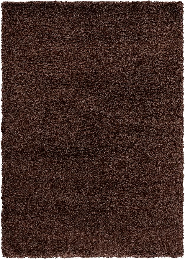 SAFAVIEH Santa Monica Shag Collection 5'3" x 7'6" Brown SGN725 Solid Non-Shedding Living Room Bedroom Dining Room Entryway Plush 2-inch Thick Area Rug