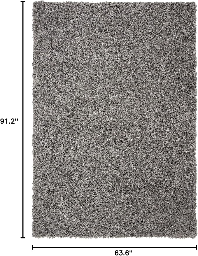 SAFAVIEH August Shag Collection Area Rug - 5'3" x 7'6", Grey, Solid Design, Non-Shedding & Easy Care, 1.5-inch Thick Ideal for High Traffic Areas in Living Room, Bedroom (AUG200F)