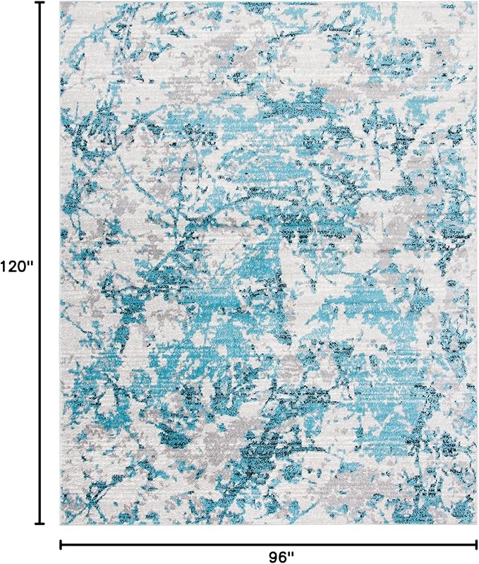SAFAVIEH Skyler Collection 8' x 10' Blue/Ivory SKY186M Modern Abstract Non-Shedding Living Room Bedroom Dining Home Office Area Rug