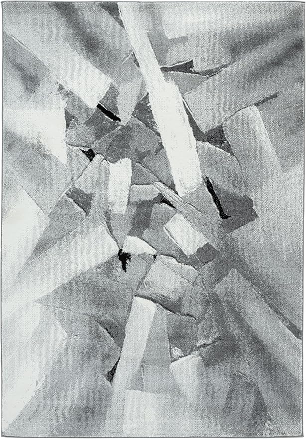 SAFAVIEH Porcello Collection Area Rug - 4' x 6', Ivory & Grey, Modern Abstract Pattern, Non-Shedding & Easy Care, Ideal for Living Room, Foyer, Bedroom (PRL6937F-4)