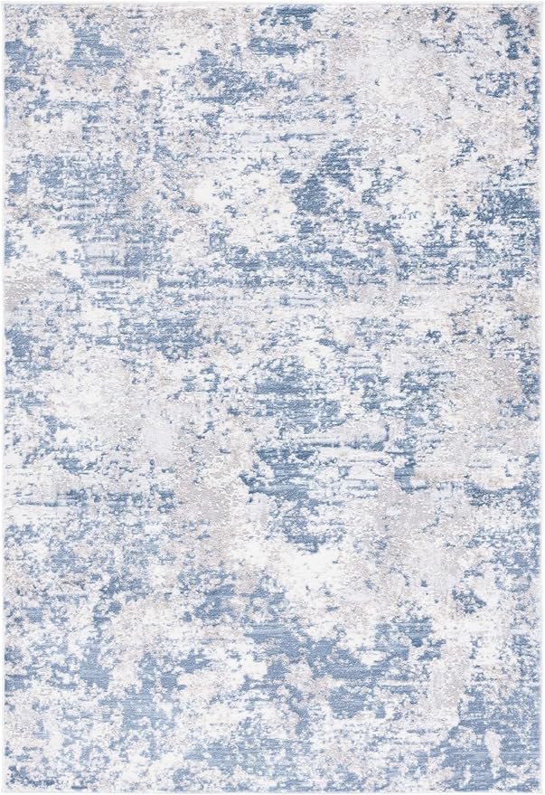 SAFAVIEH Amelia Collection Area Rug - 5'3" x 7'6", Dark Blue & Grey, Modern Abstract Design, Non-Shedding & Easy Care, Ideal for High Traffic Areas in Living Room, Bedroom, Dining (ALA705M-5)