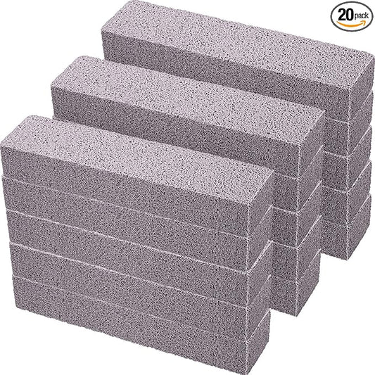 20 Pieces Pumice Stones for Cleaning - Pumice Scouring Pad, Stick Cleaner for Removing Toilet Bowl Ring, Bath, Household, Kitchen, Pool, 5.9 x 1.4 x 0.9 Inch(Gray)