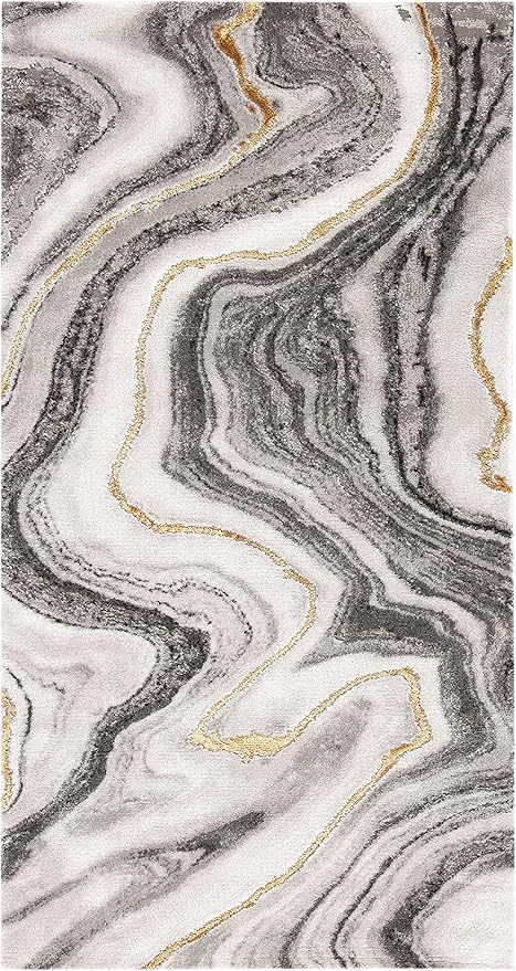 SAFAVIEH Craft Collection Accent Rug - 2'3" x 4', Grey & Gold, Modern Abstract Design, Non-Shedding & Easy Care, Ideal for High Traffic Areas in Entryway, Living Room, Bedroom (CFT819F)