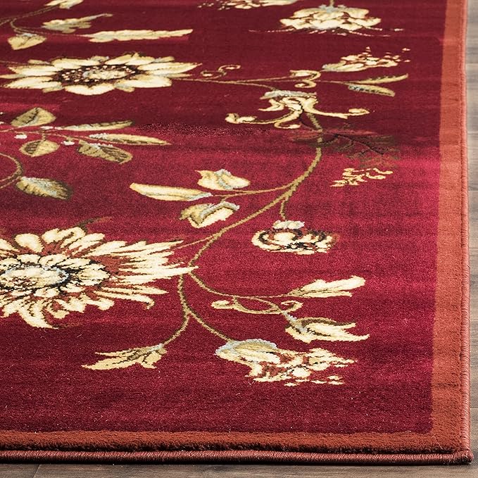 SAFAVIEH Lyndhurst Collection Area Rug - 5'3" x 7'6", Red & Multi, Traditional Floral Design, Non-Shedding & Easy Care, Ideal for High Traffic Areas in Living Room, Bedroom (LNH552-4091)