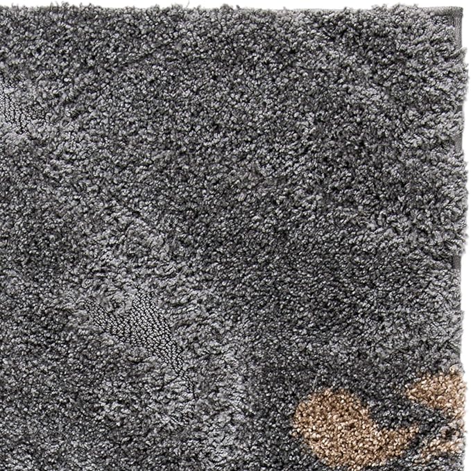 SAFAVIEH Florida Shag Collection Area Rug - 6' x 9', Grey & Beige, Floral Design, Non-Shedding & Easy Care, 1.2-inch Thick Ideal for High Traffic Areas in Living Room, Bedroom (SG464-8013)
