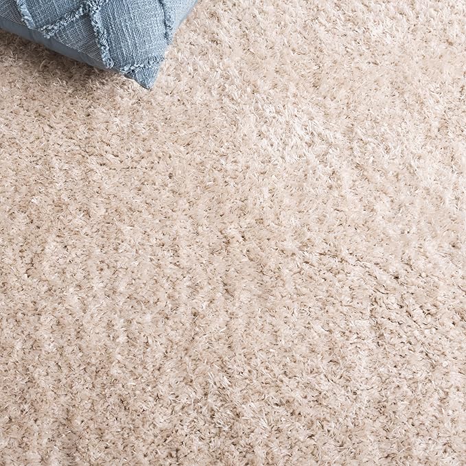 SAFAVIEH Lindsay Shag Collection Area Rug - 5'3" x 7'6", Beige, Contemporary Design, Ideal for High Traffic Areas in Living Room, Bedroom & Dining Room (LNS560B-5)