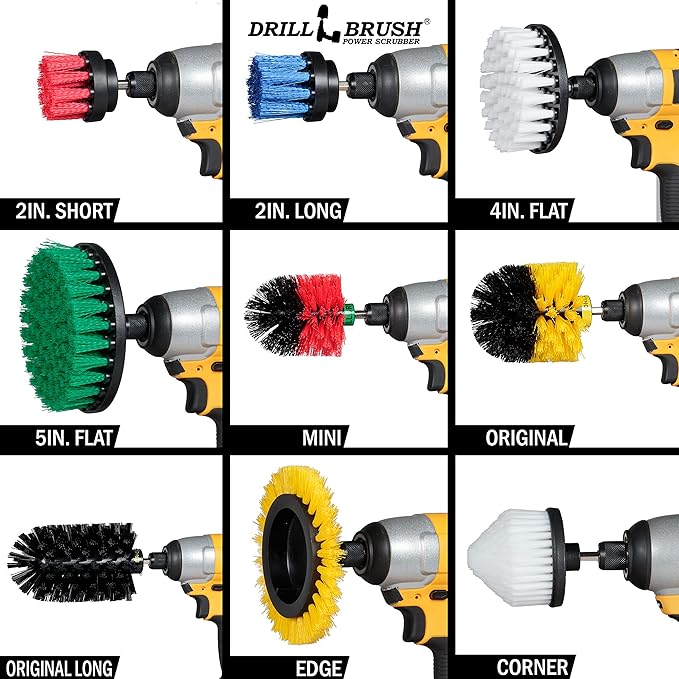 Drill Brush Power Scrubber by Useful Products - Carpet Cleaner - Car Cleaning Brush Kit - Grill Brush - Oven Cleaner - Shower Cleaner - Household Cleaning Tools - Drill Brush Set - Grill Scrub Brush