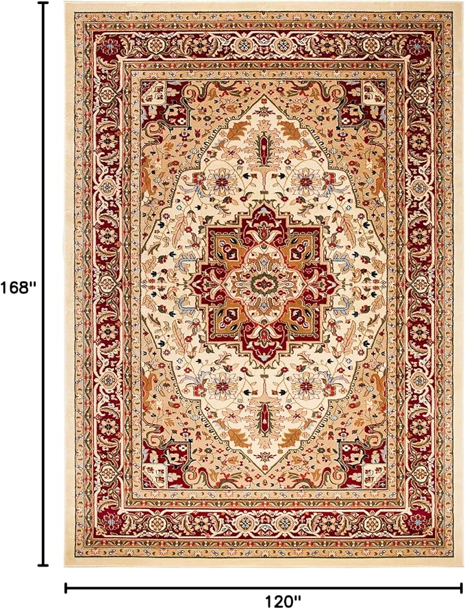 SAFAVIEH Lyndhurst Collection Area Rug - 10' x 14', Ivory & Red, Traditional Oriental Design, Non-Shedding & Easy Care, Ideal for High Traffic Areas in Living Room, Bedroom (LNH330A)
