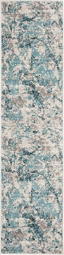 SAFAVIEH Skyler Collection 2' x 20' Blue/Ivory SKY186M Modern Abstract Non-Shedding Living Room Dining Entryway Foyer Hallway Runner Rug