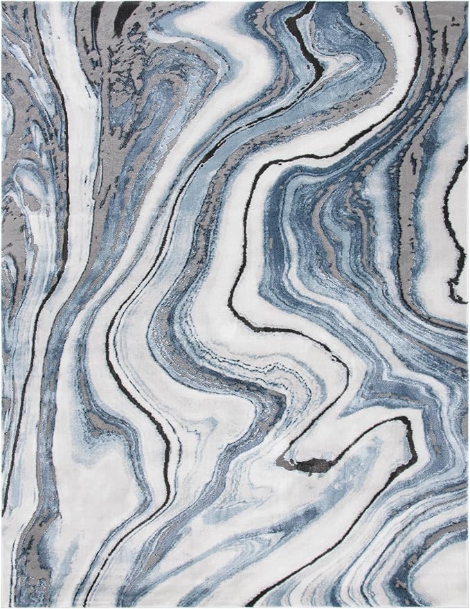 SAFAVIEH Craft Collection X-Large Area Rug - 12' x 15', Blue & Grey, Modern Abstract Design, Non-Shedding & Easy Care, Ideal for High Traffic Areas in Living Room, Bedroom (CFT819M)