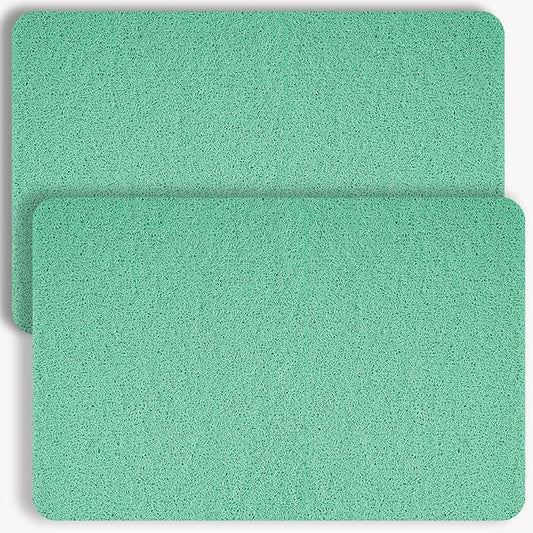 Non-Slip Bathtub Mat, 2 Pack Anti Slip Shower Mat, Fast Drying Bathtub Mats, Foot Scrubber Mat, Anti Slip Mat for Tub, Floor, Bathroom, Kitchen, Home, Hotel (Light Green 24"×16"+24"×16")