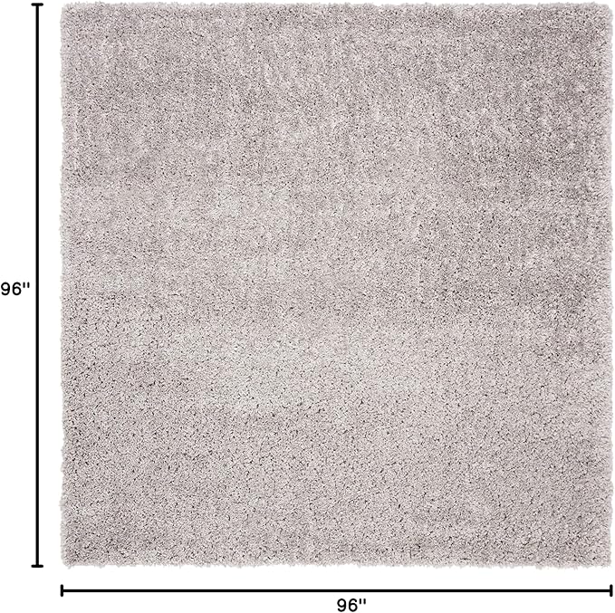 SAFAVIEH Fontana Shag Collection Area Rug - 8' Square, Grey, Solid Design, Non-Shedding & Easy Care, 2-inch Thick Ideal for High Traffic Areas in Living Room, Bedroom (FNT800F)