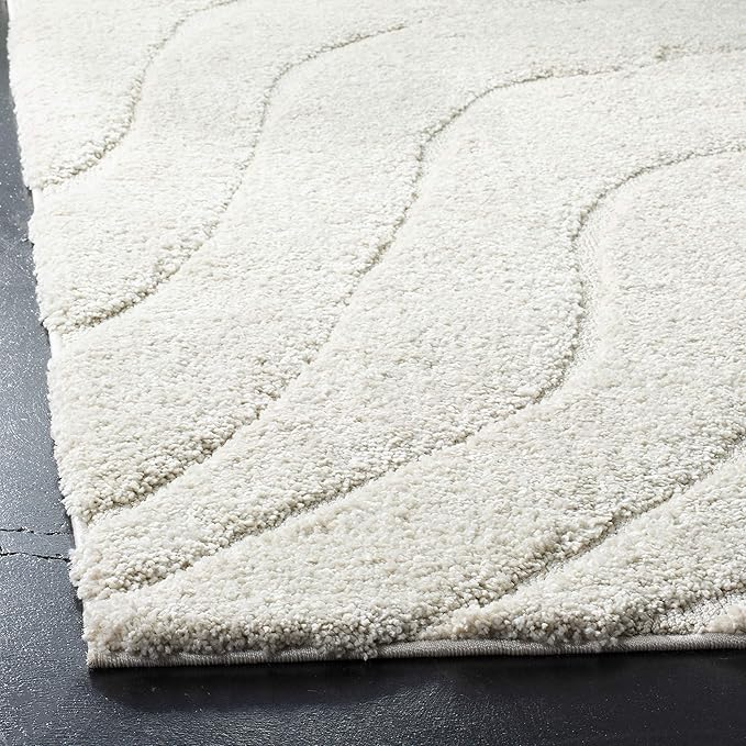 SAFAVIEH Florida Shag Collection Area Rug - 9'6" x 13', Creme & Creme, Non-Shedding & Easy Care, 1.2-inch Thick Ideal for High Traffic Areas in Living Room, Bedroom (SG472-1111)