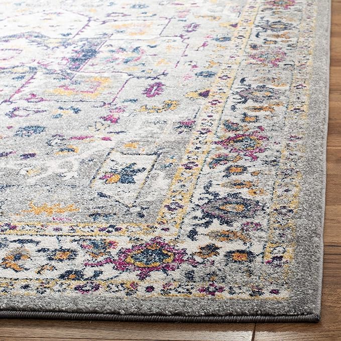 SAFAVIEH Evoke Collection Runner Rug - 2'2" x 7', Grey & Grey, Oriental Medallion Distressed Design, Non-Shedding & Easy Care, Ideal for High Traffic Areas in Living Room, Bedroom (EVK275H)