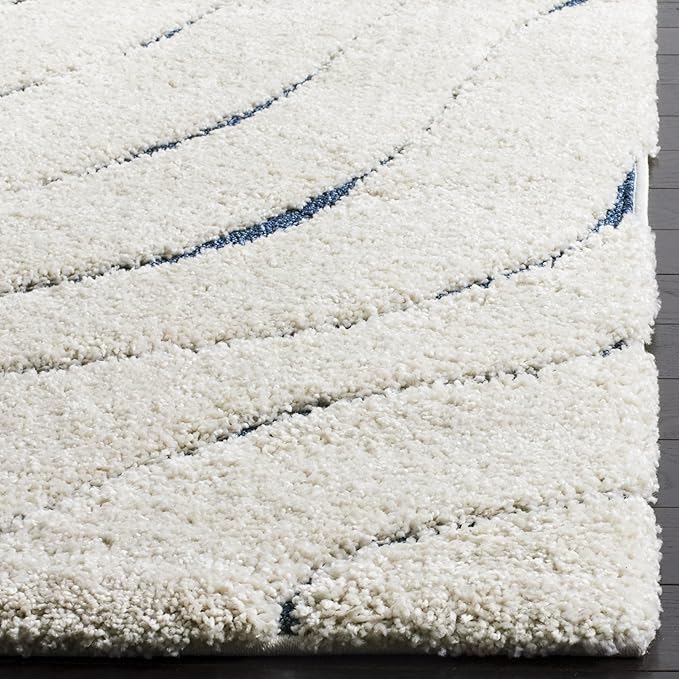 SAFAVIEH Florida Shag Collection Area Rug - 8'6" x 12', Cream & Blue, Non-Shedding & Easy Care, 1.2-inch Thick Ideal for High Traffic Areas in Living Room, Bedroom (SG472-1165)