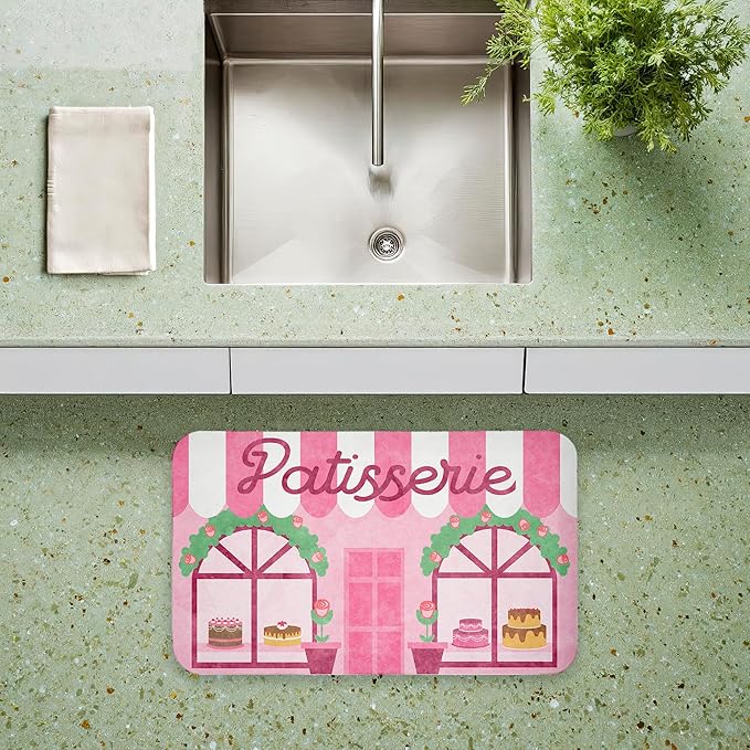 Patisserie Kitchen Baked Goods Anti-Fatigue Floor Mat, Ergonomic Cushioned Kitchen & Standing Mat with Non-Slip Backing, Eco-Friendly Comfort Mat, Design by Lil' Rue, 30"x18"