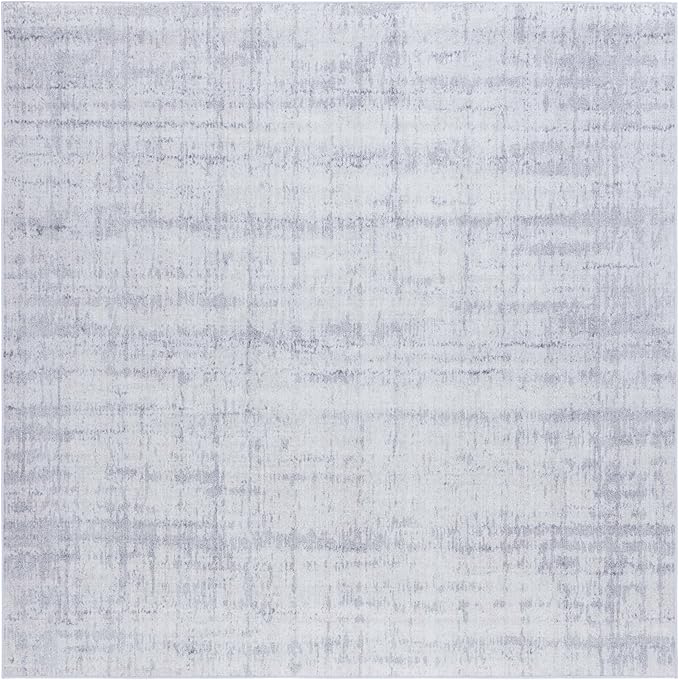 SAFAVIEH Washable Rug Tacoma Collection - 8' Square, Light Grey & Grey, Slip Resistant & Easy to Clean, Ideal for Living Room, Bedroom, Home Office, Dining Space (TAC857F)