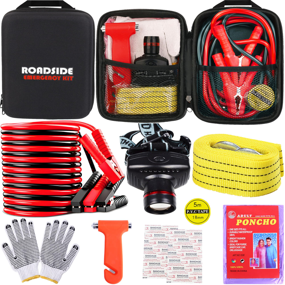 Roadside Emergency Car Kit,with Jumper Cables Roadside Kit - Image 1