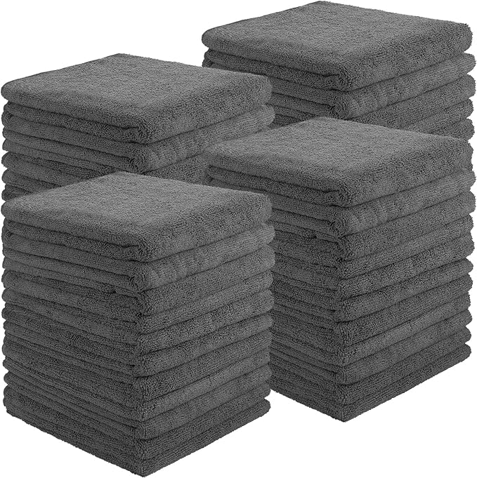 Shimeyao 40 Pack Bleach Proof Towels Microfiber Absorbent Resistant Hair Hand Towels Bulk Quick Dry for Barber Gym Bath Spa Shaving (Grey,16 x 29 Inch)
