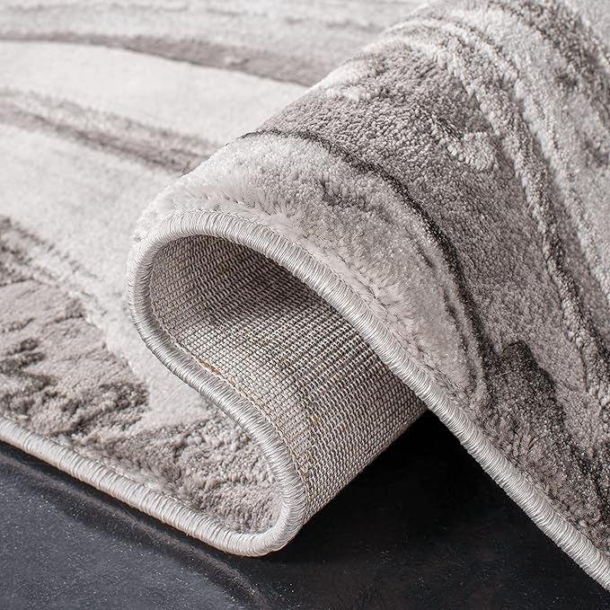 SAFAVIEH Craft Collection Area Rug - 8' x 10', Grey & Silver, Modern Abstract Design, Non-Shedding & Easy Care, Ideal for High Traffic Areas in Living Room, Bedroom (CFT819G)