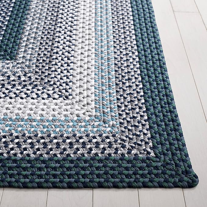 SAFAVIEH Washable Rug Outdoor Braided Collection - 2'3" x 8' Runner, Teal & Multi, Handmade & Reversible, Non-Shedding & Easy to Clean, Ideal for Patio, Backyard, Mudroom (BRD308J)