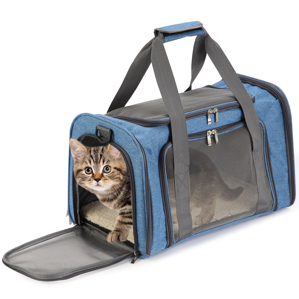 Mr. Pen- Pet Carrier, 17.5" x 11.2" x 11.5", Medium Size, Blue - Image 1