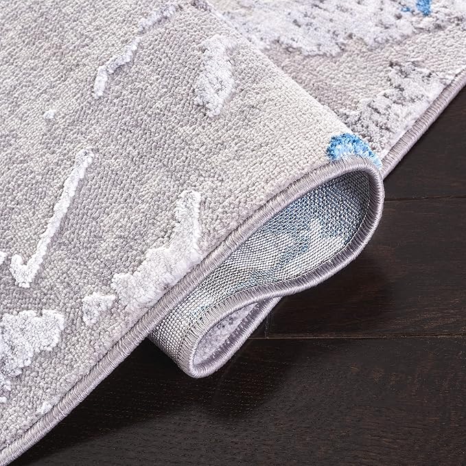 SAFAVIEH Amelia Collection Area Rug - 6' x 9', Grey & Blue, Modern Abstract Design, Non-Shedding & Easy Care, Ideal for High Traffic Areas in Living Room, Bedroom (ALA293F)