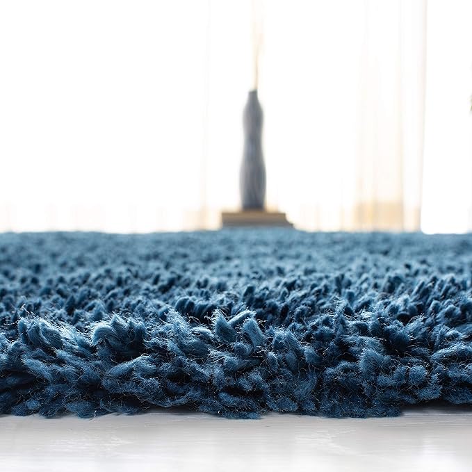 SAFAVIEH Fontana Shag Collection Area Rug - 9' x 12', Blue, Solid Design, Non-Shedding & Easy Care, 2-inch Thick Ideal for High Traffic Areas in Living Room, Bedroom (FNT800M)